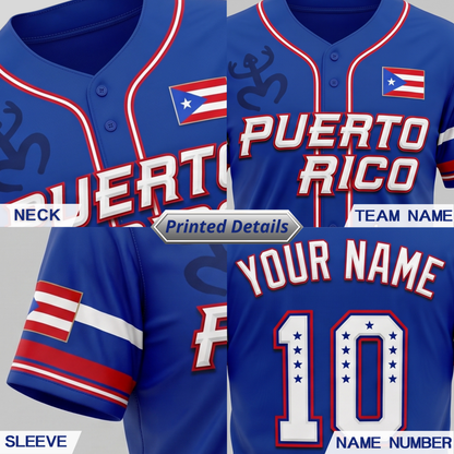 Personalized Puerto Rico 3D Baseball Jersey | Custom Name & Number