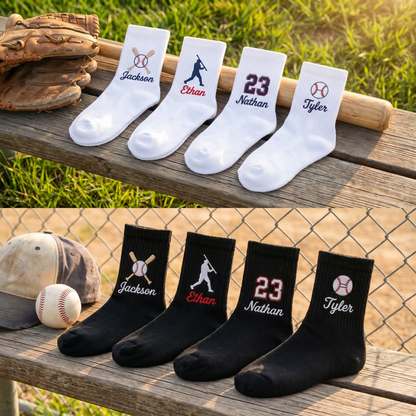 Personalized Embroidered Baseball Socks | Custom Name & Number