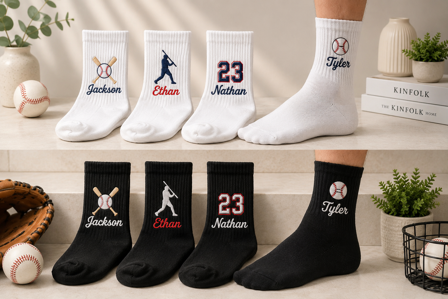 Embroidered Player Name Sports Socks