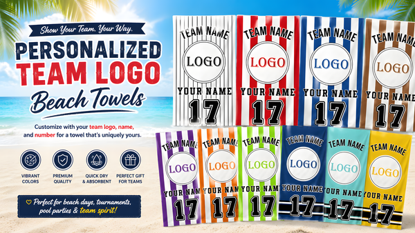 Custom Baseball Team Logo Beach Towel | Personalized Name & Number!