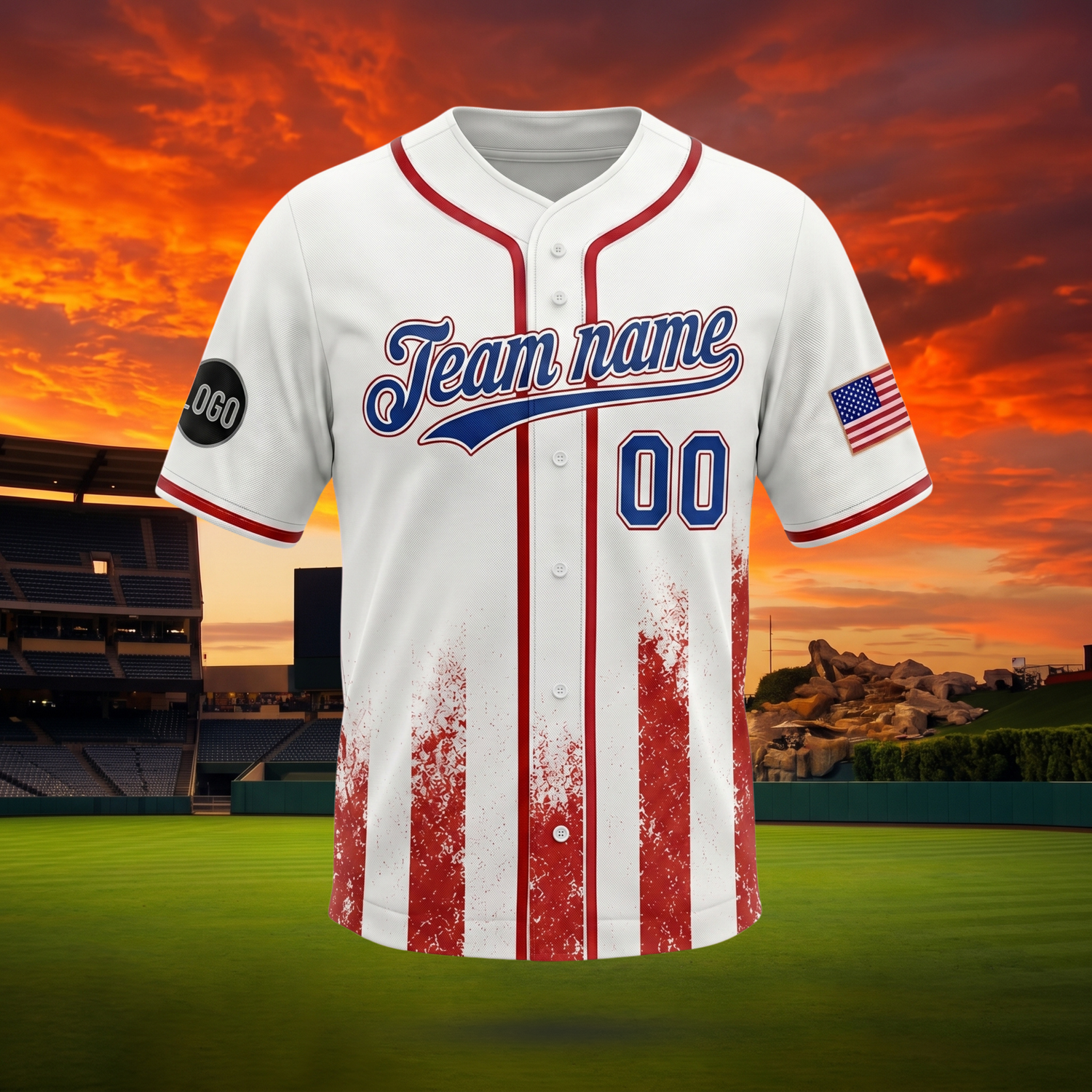 Kids American Flag Baseball Drip Jersey | Custom 4th Of July Outfit