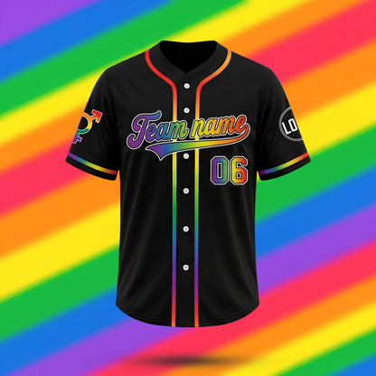 Custom LGBTQ Pride Month Baseball Jersey | Personalized Name & Number