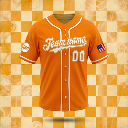 Custom Baseball Jersey Orange White Black | Team Name & Number