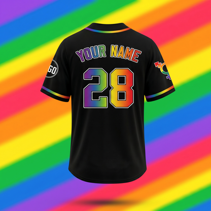 Custom LGBTQ Pride Month Baseball Jersey | Personalized Name & Number