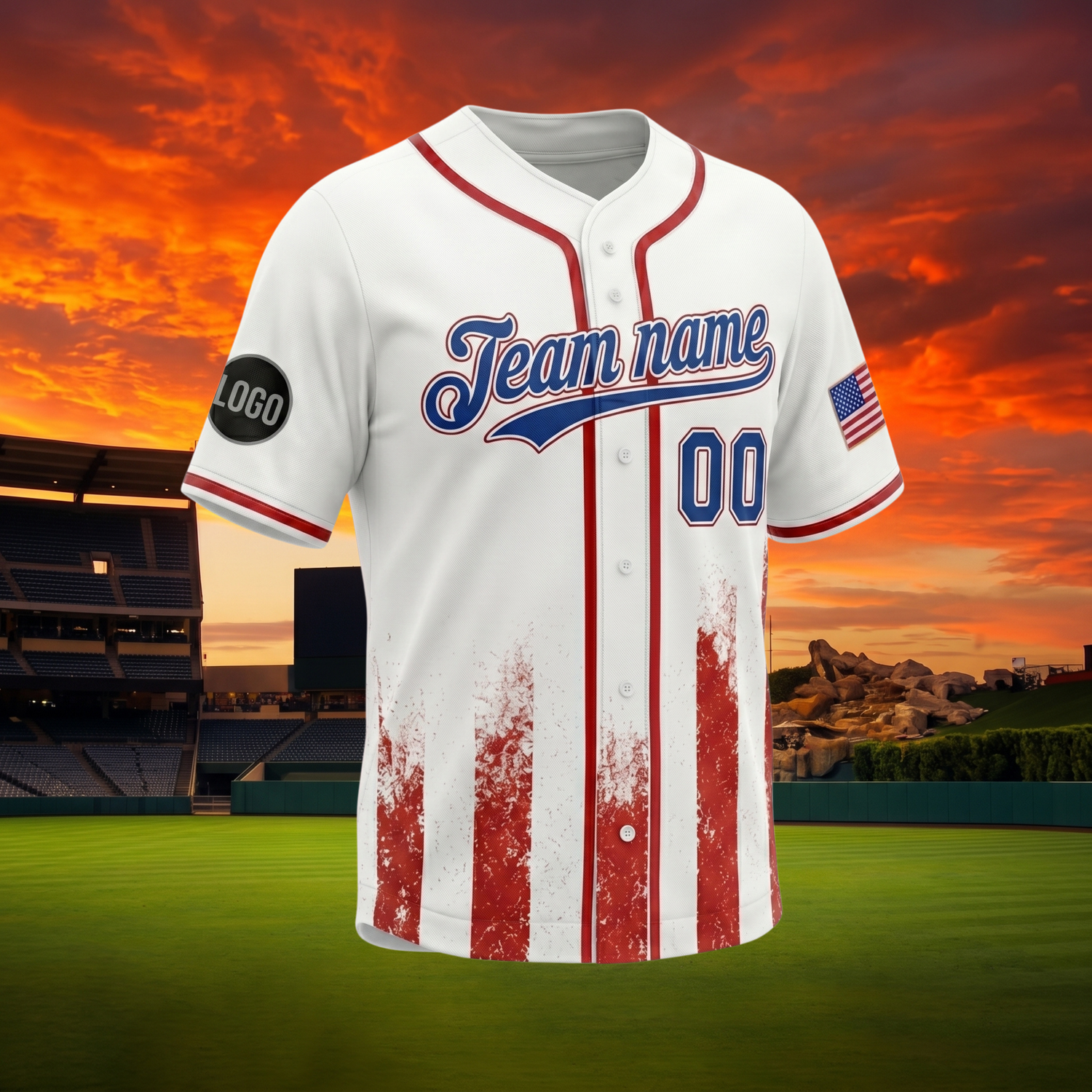 Kids American Flag Baseball Drip Jersey | Custom 4th Of July Outfit