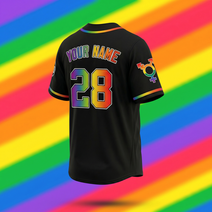 Custom LGBTQ Pride Month Baseball Jersey | Personalized Name & Number