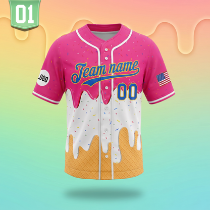 Personalized Ice Cream Drip Baseball Jersey
