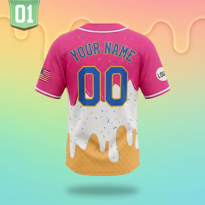 Personalized Ice Cream Drip Baseball Jersey