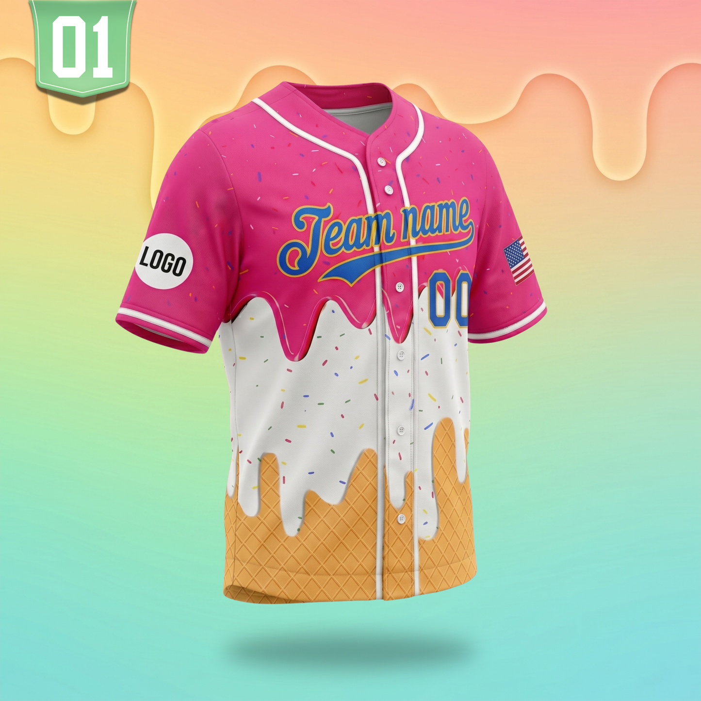 Personalized Ice Cream Drip Baseball Jersey