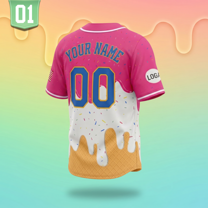 Personalized Ice Cream Drip Baseball Jersey