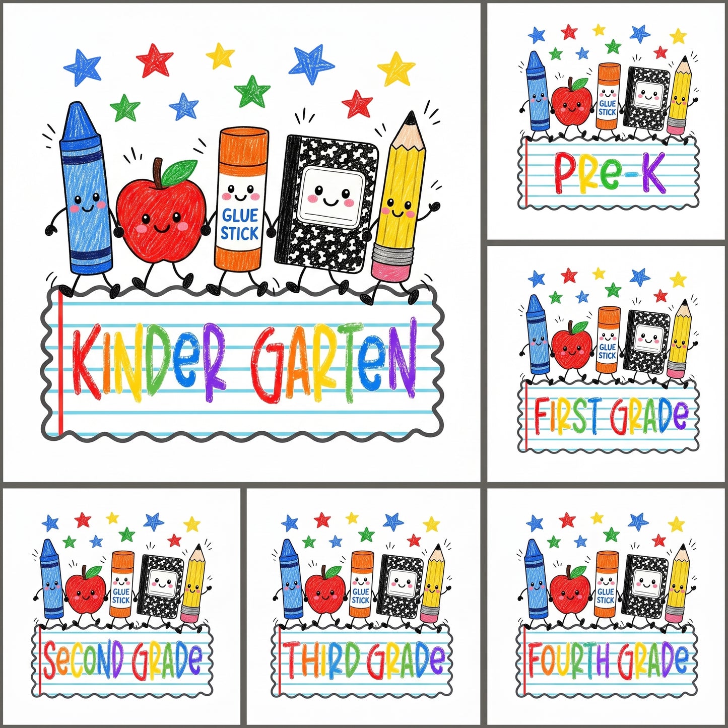 Cute School Supplies Back To School Baseball Jersey | Custom Name, Number & Grade Outfit for Girls & Boys