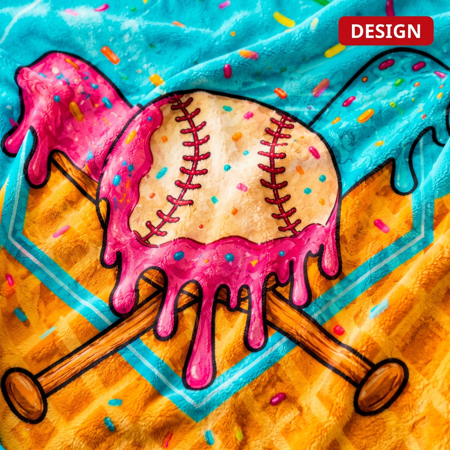 Personalized Ice Cream Baseball Blanket | Custom Name & Number