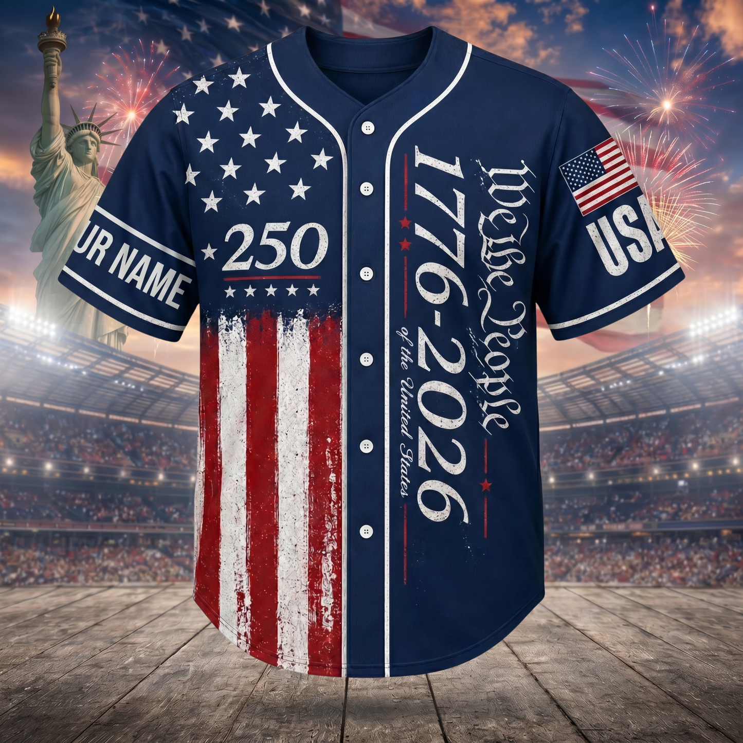 Patriotic America 250th Anniversary Baseball Jersey – 1776-2026 Edition