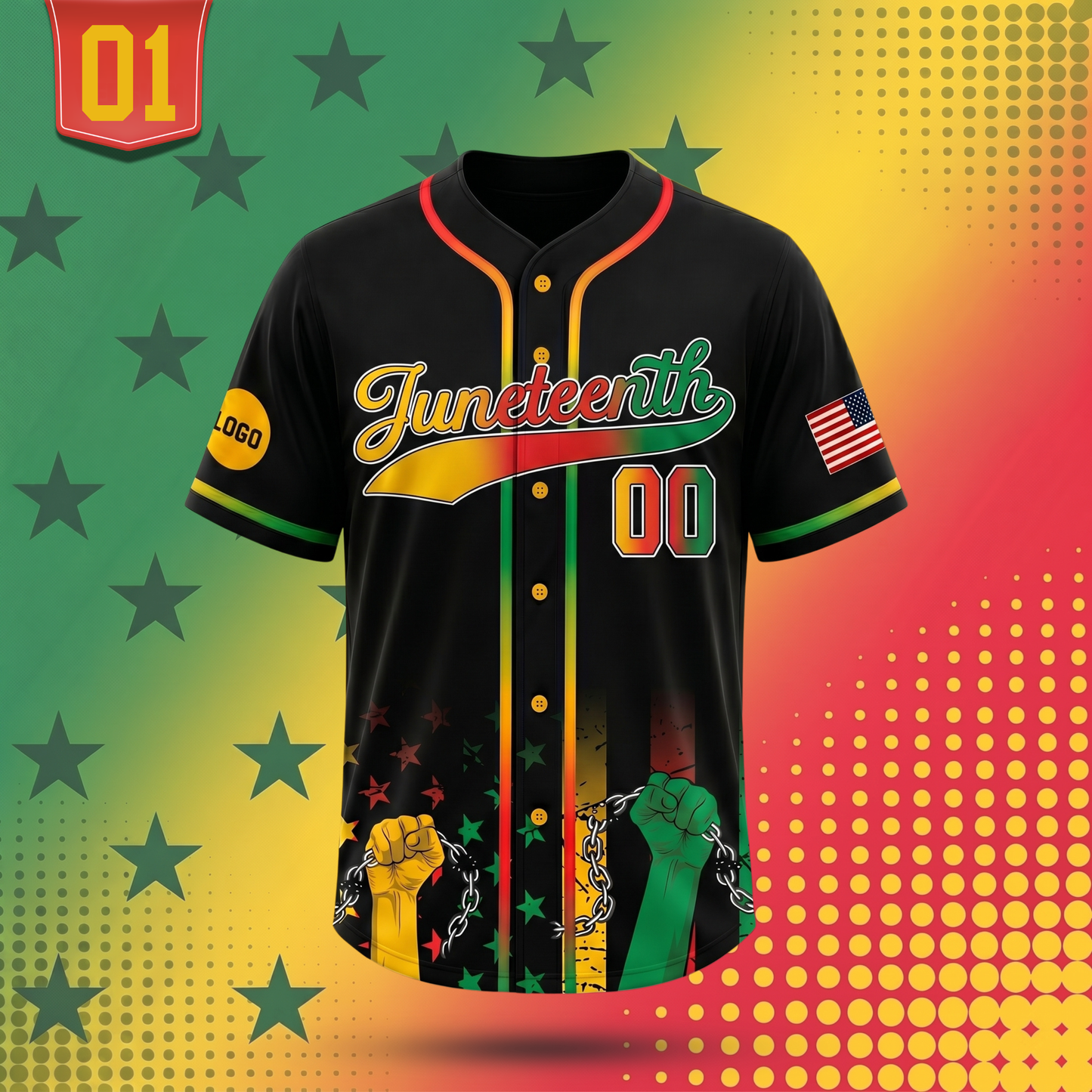 Custom Juneteenth 1865 Baseball Jersey | Personalized Name & Number