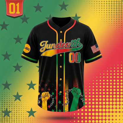 Custom Juneteenth 1865 Baseball Jersey | Personalized Name & Number