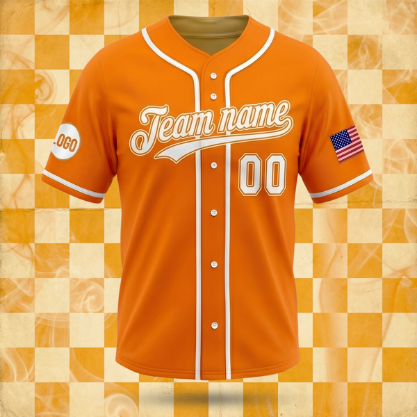 Custom Baseball Jersey Orange White Black | Team Name & Number