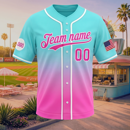 Trendy Kids Ice Cream Drip Baseball Jersey | Featured Mascot on Back