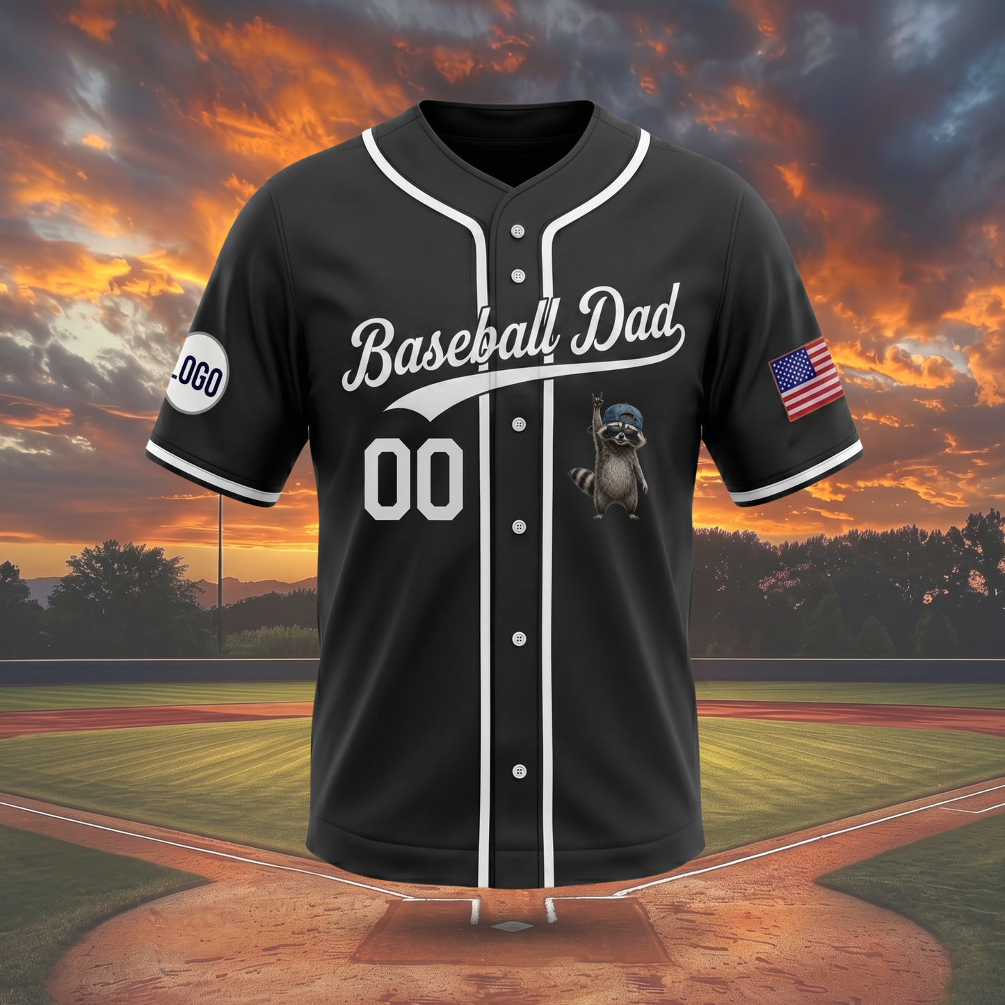 NEW ARRIVALS !!! Funny Raccoon Ballfield Dark Meme Custom Baseball Jersey