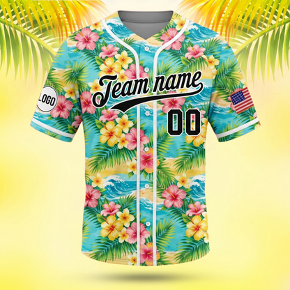 Custom Hawaiian Baseball Jersey - Personalized Name & Number