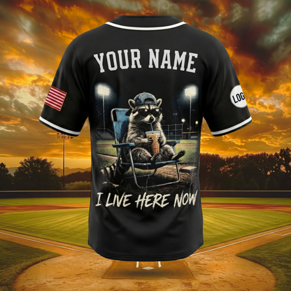 NEW ARRIVALS !!! Funny Raccoon Ballfield Dark Meme Custom Baseball Jersey