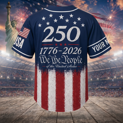 Patriotic America 250th Anniversary Baseball Jersey – 1776-2026 Edition