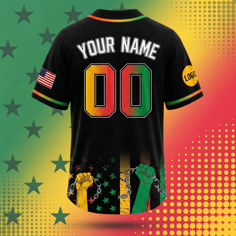 Custom Juneteenth 1865 Baseball Jersey | Personalized Name & Number