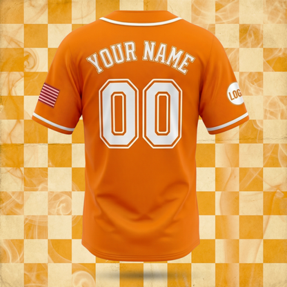 Custom Baseball Jersey Orange White Black | Team Name & Number