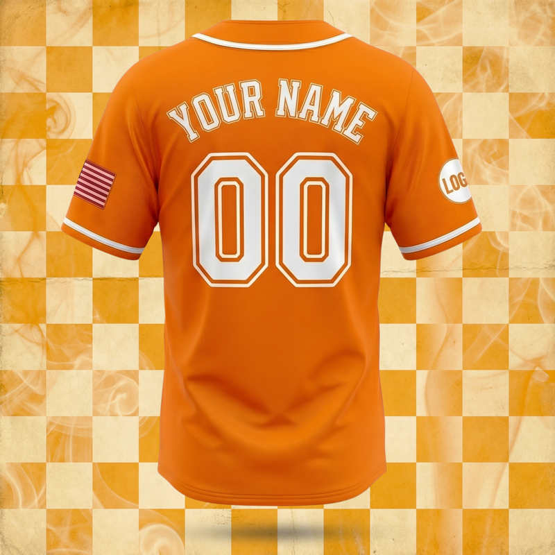 Custom Baseball Jersey Orange White Black | Team Name & Number
