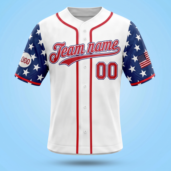 Custom American Baseball Jersey 4th of July - Personalized Patriotic USA Uniform