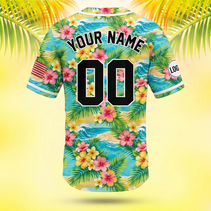 Custom Hawaiian Baseball Jersey - Personalized Name & Number