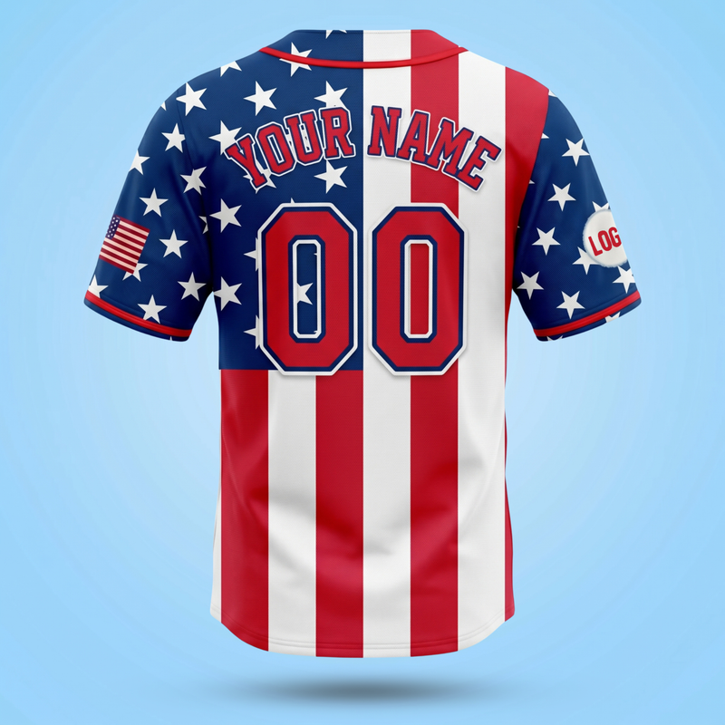 Custom American Baseball Jersey 4th of July - Personalized Patriotic USA Uniform
