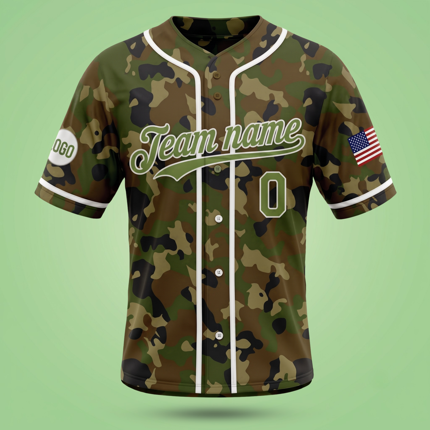 Custom Camouflage Baseball Jersey | Personalized Name & Number