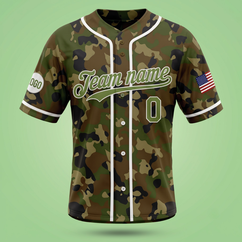 Custom Camouflage Baseball Jersey | Personalized Name & Number