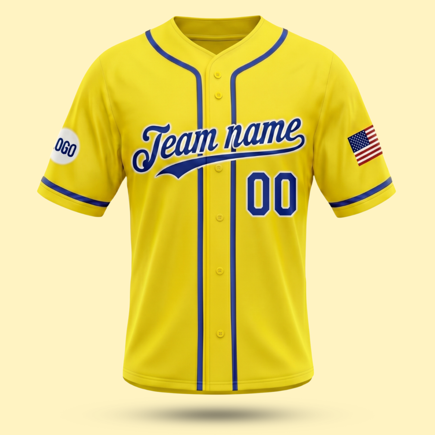 Custom Yellow Banana Baseball Jersey | Personalized Yellow and Blue Team Uniform