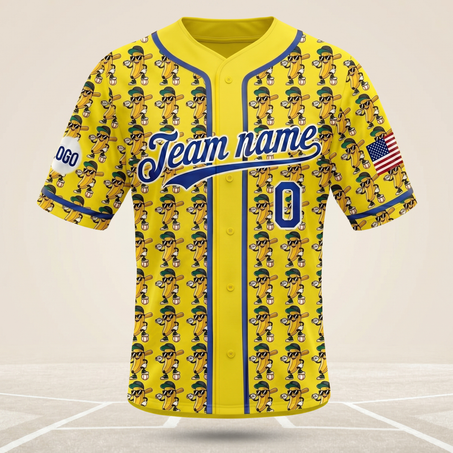 Personalized Yellow Banana Character Baseball Jersey