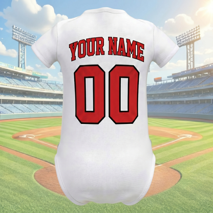 Custom Baby Baseball Jersey Bodysuit | Personalized Newborn Game Day Outfit