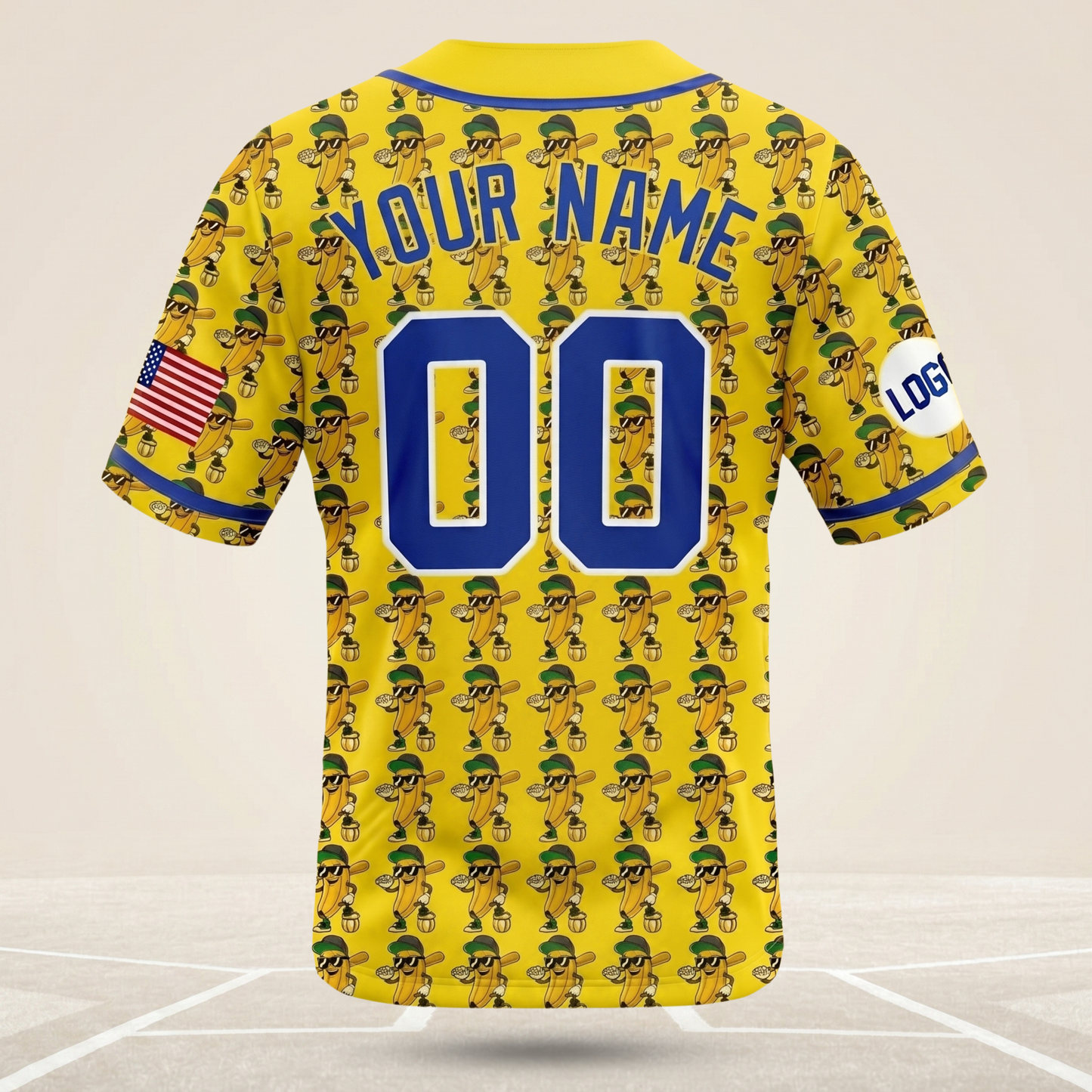 Personalized Yellow Banana Character Baseball Jersey