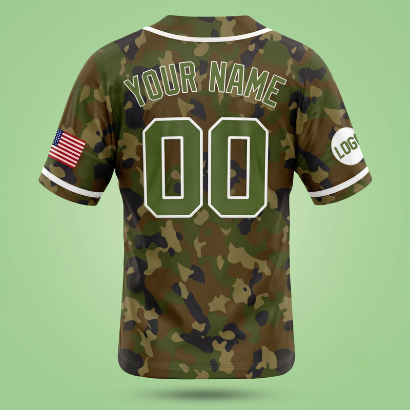 Custom Camouflage Baseball Jersey | Personalized Name & Number
