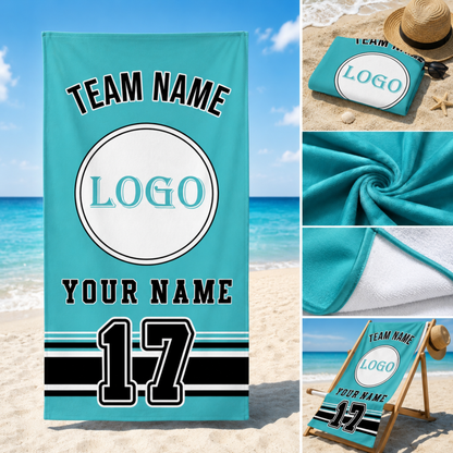 Custom Baseball Team Logo Beach Towel | Personalized Name & Number!