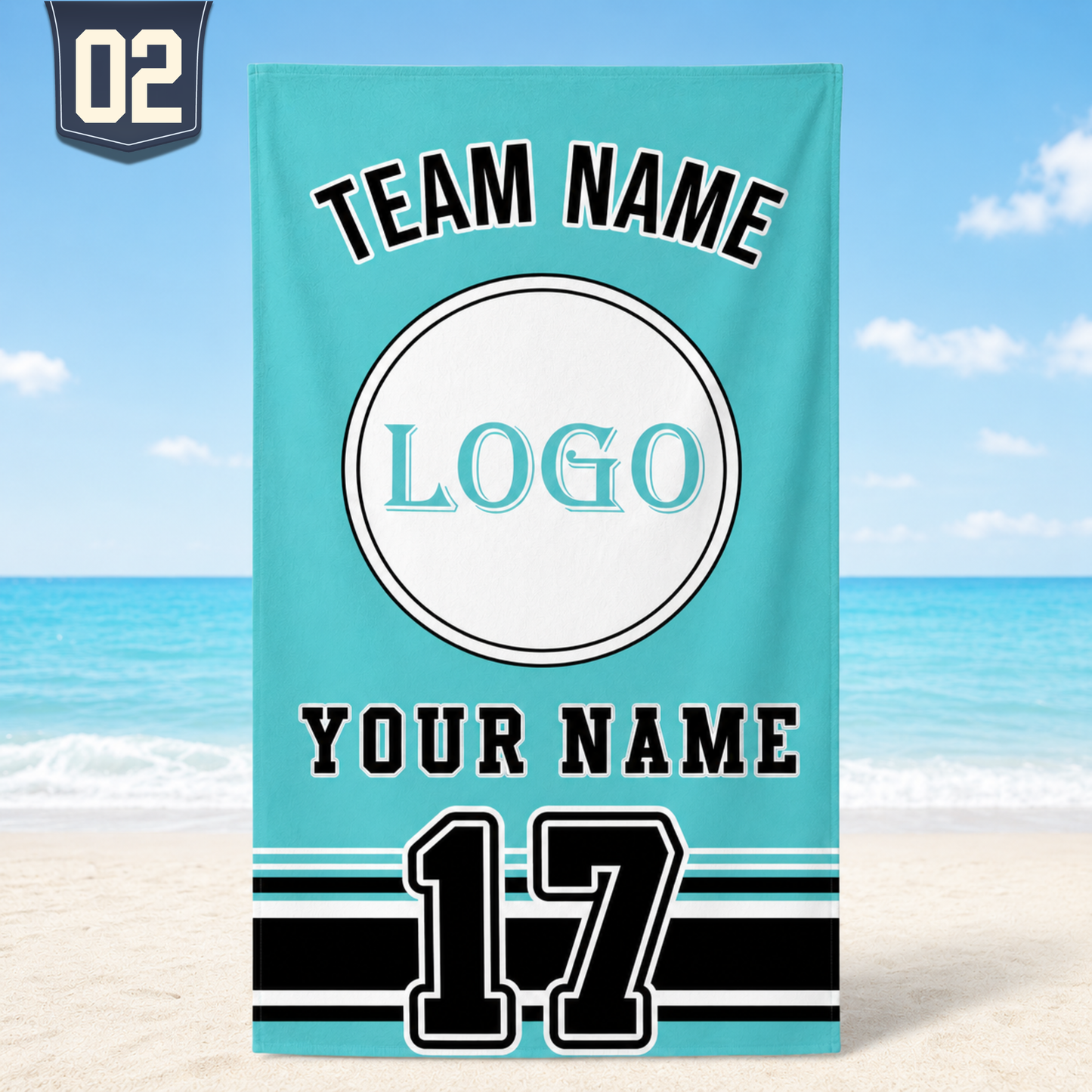 Custom Baseball Team Logo Beach Towel | Personalized Name & Number!