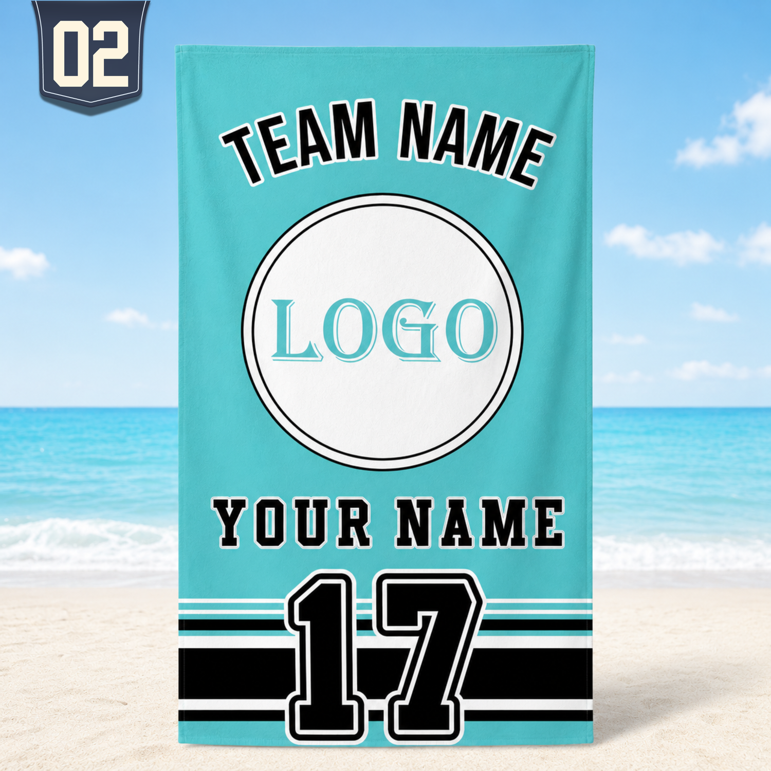 Custom Baseball Team Logo Beach Towel | Personalized Name & Number!