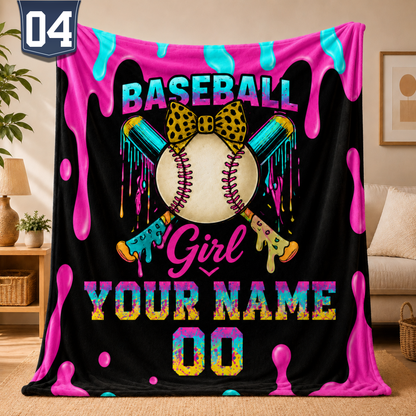 Personalized Ice Cream Baseball Blanket | Custom Name & Number