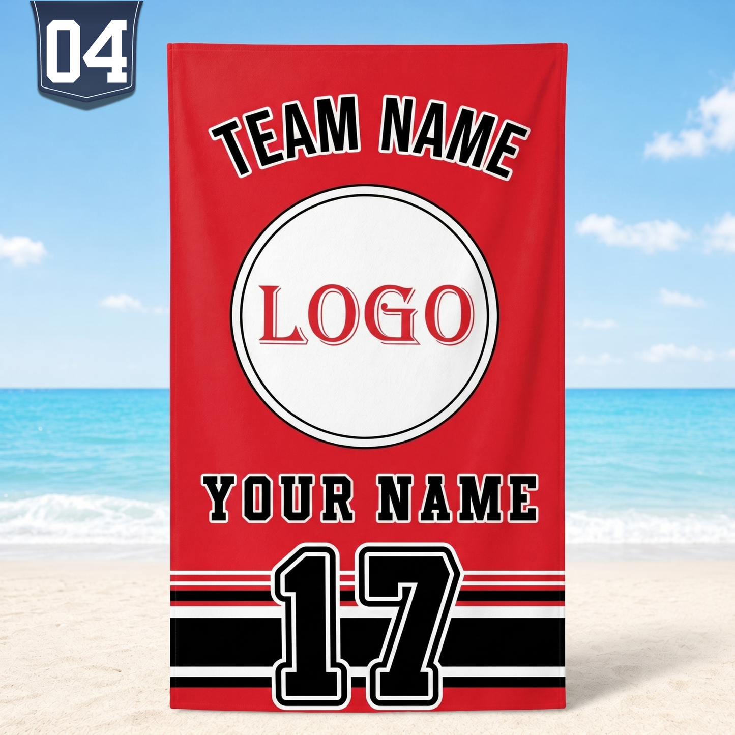 Custom Baseball Team Logo Beach Towel | Personalized Name & Number!