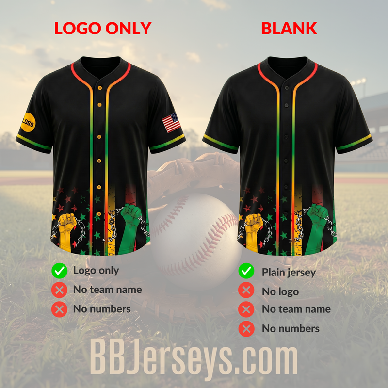 Custom Juneteenth 1865 Baseball Jersey | Personalized Name & Number