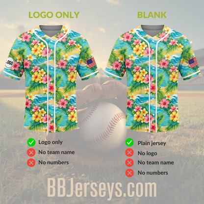 Custom Hawaiian Baseball Jersey - Personalized Name & Number