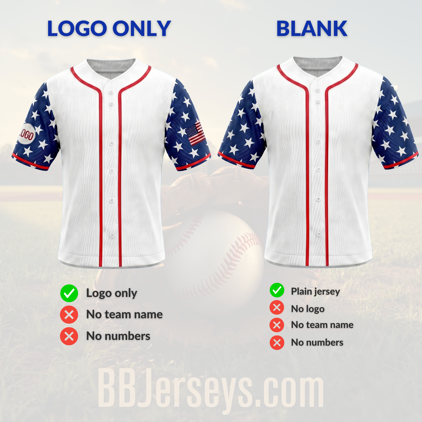 Custom American Baseball Jersey 4th of July - Personalized Patriotic USA Uniform