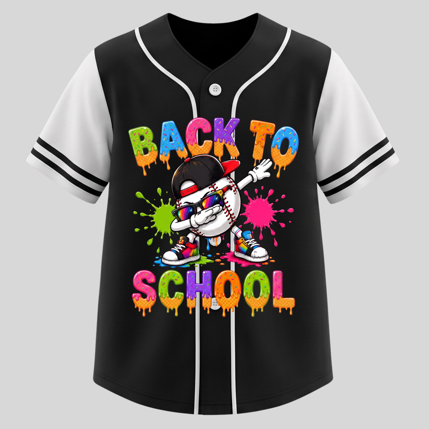Custom Back To School Ice Cream Drip Baseball Jersey For Boys
