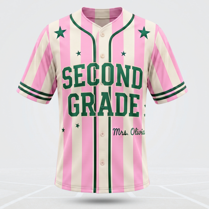 Custom Grade Level Teacher Baseball Jersey | Personalized Cute School Supplies Back to School Outfit