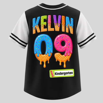 Custom Back To School Ice Cream Drip Baseball Jersey For Boys