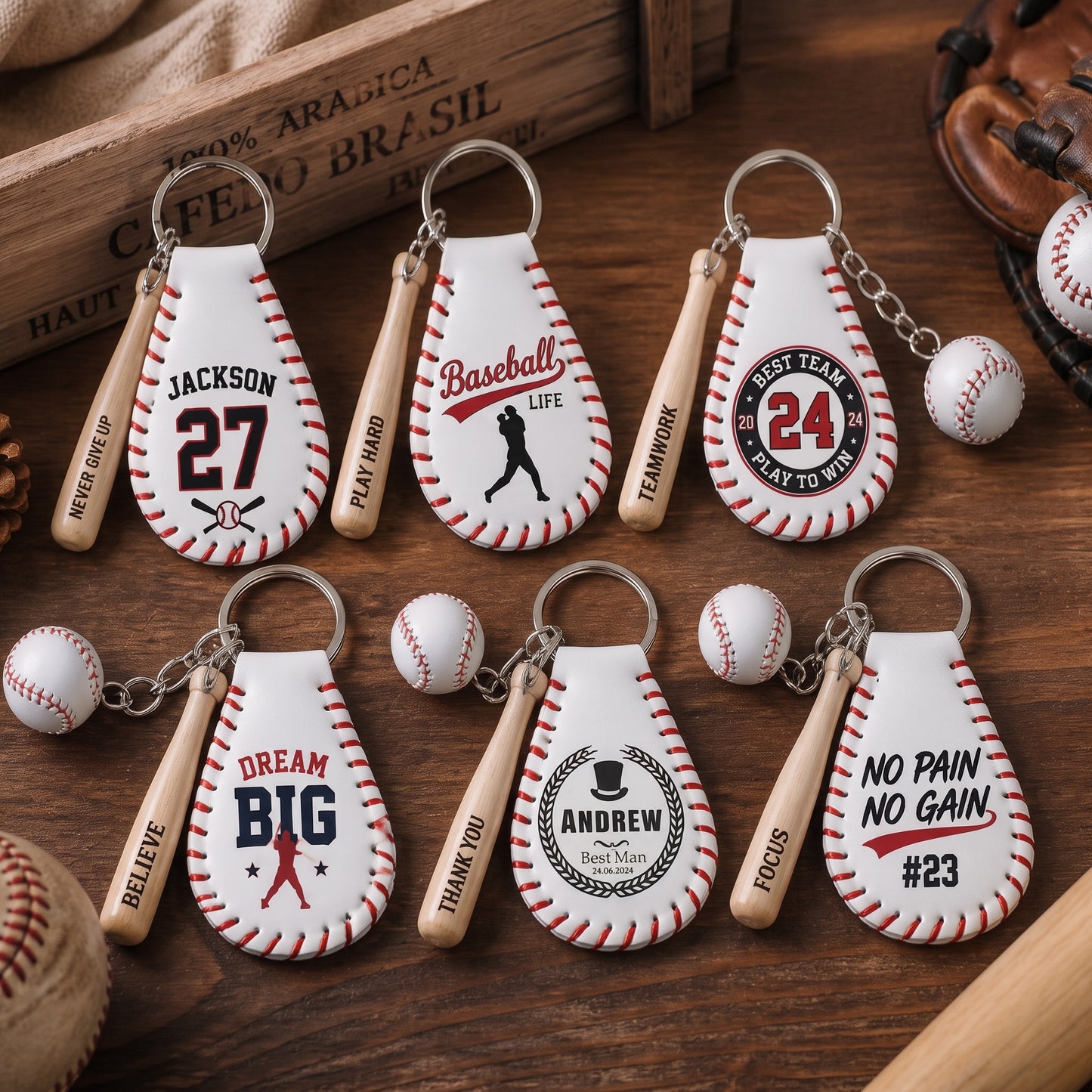 Custom Leather Baseball Keychain Gift | Must-Have Accessory for True Fans